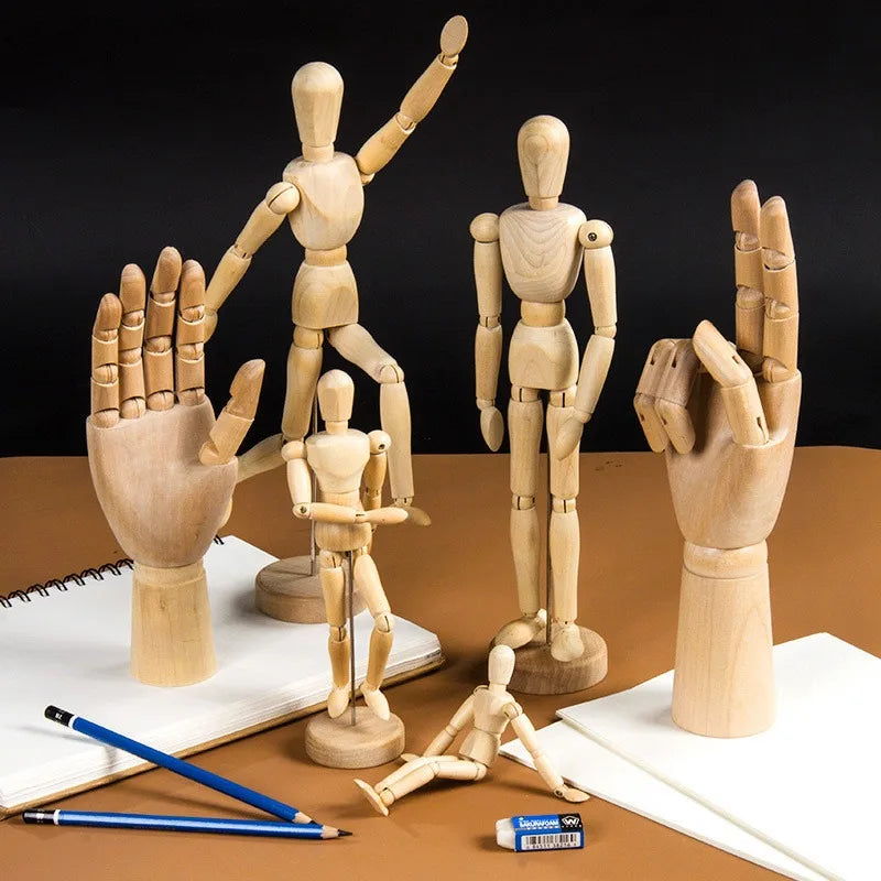 Artistic Wooden Sketch Mannequin with Movable Limbs for Drawing & Decoration
