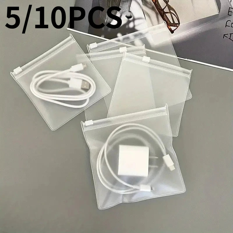 Clear Storage Bags with Air Holes - Organization for Chargers and Small Items, Transparent Rectangular Design