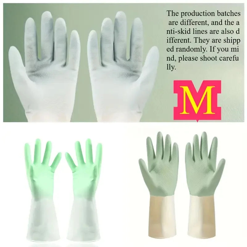Waterproof Latex Kitchen Gloves - Non-Slip Dishwashing & Cleaning Gloves
