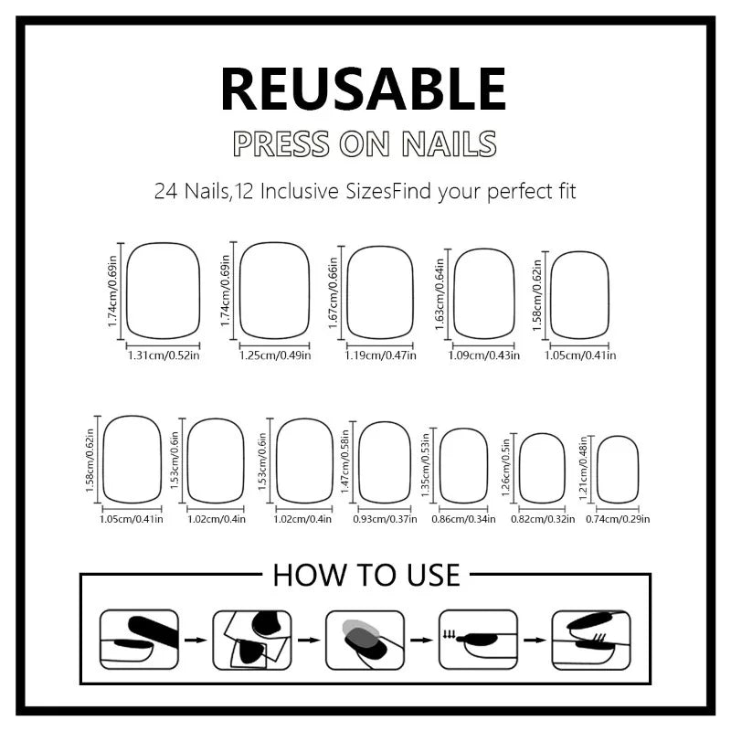 10PCS Gradient Metallic French Nail Tips Set - Press-On Fake Nails for Gift