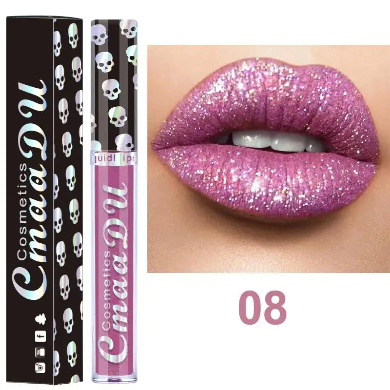 8-Color Shiny Lip Gloss Set with Diamond Finish for Women and Girls