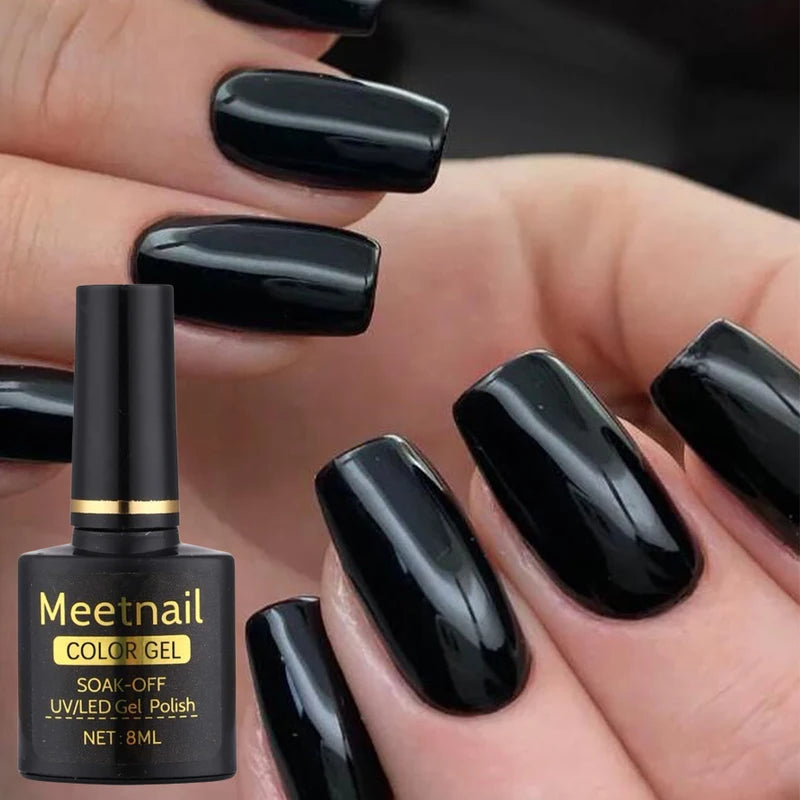 2-Pack Black White Nail Gel Polish Set 8ml Semi-Permanent UV LED Varnish for Manicure