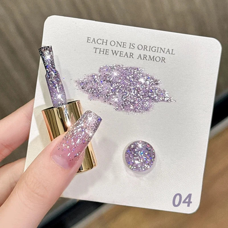 Star-Chasing Moon-Chasing Gel Nail Polish Set - Bright White & Glitter Finish