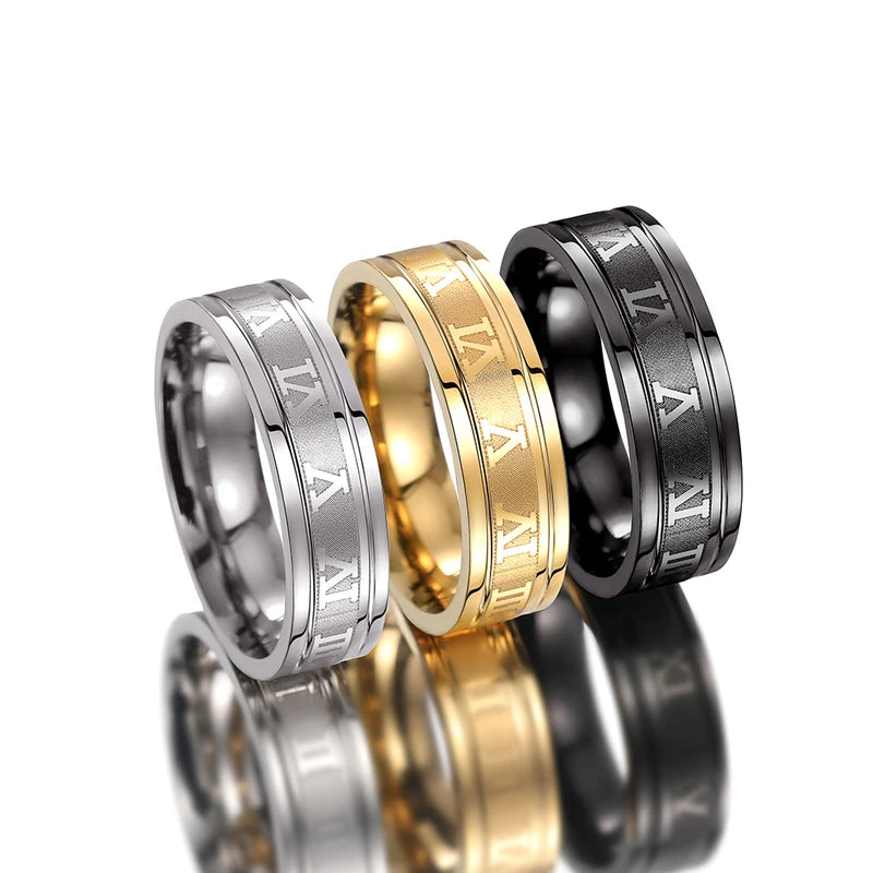 Vintage Roman Numerals Men Ring - Stainless Steel Temperament Jewelry Gift