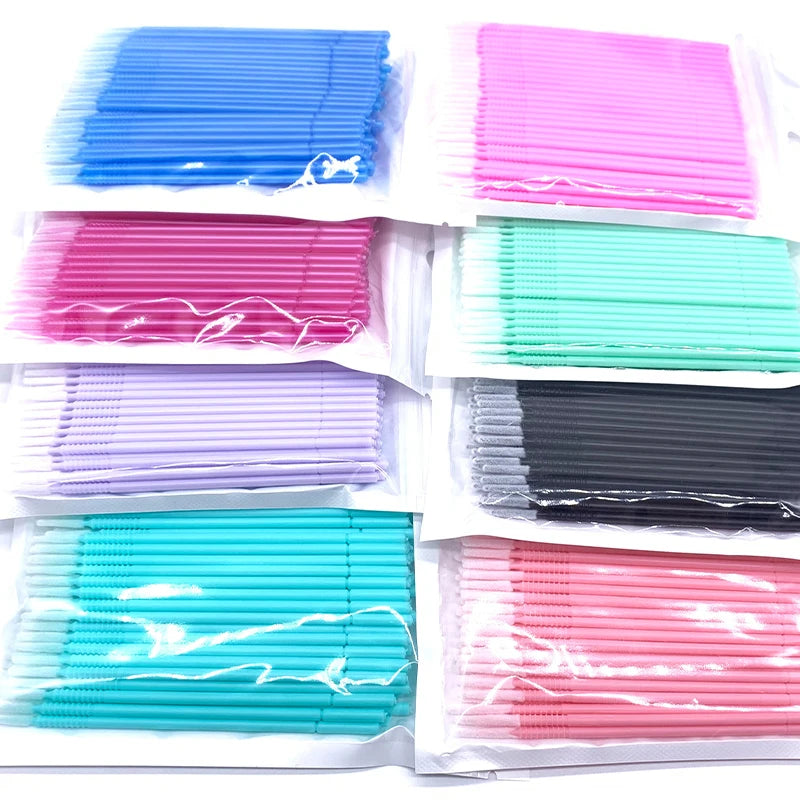 Long Head Bendable Micro Brushes for Lash Extensions & Eyelash Glue Cleaning