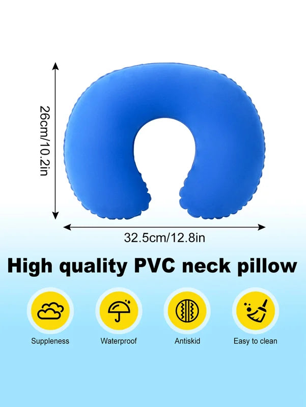 Inflatable U-Shaped Travel Neck Pillow 2-Pack Portable Folding Support