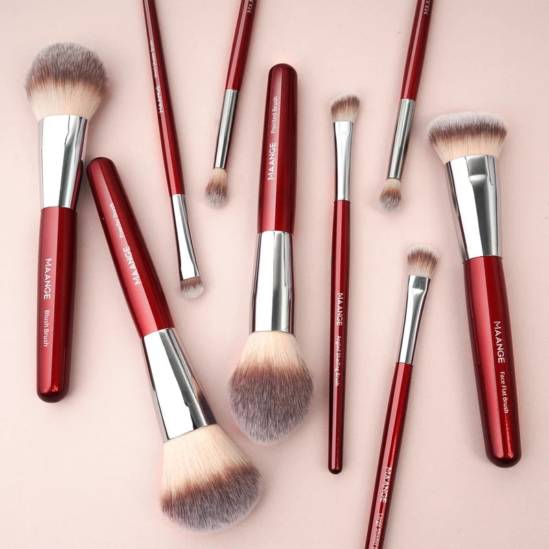 9-Piece Makeup Brush Set with Synthetic Bristles for Foundation, Eyeshadow & Concealer
