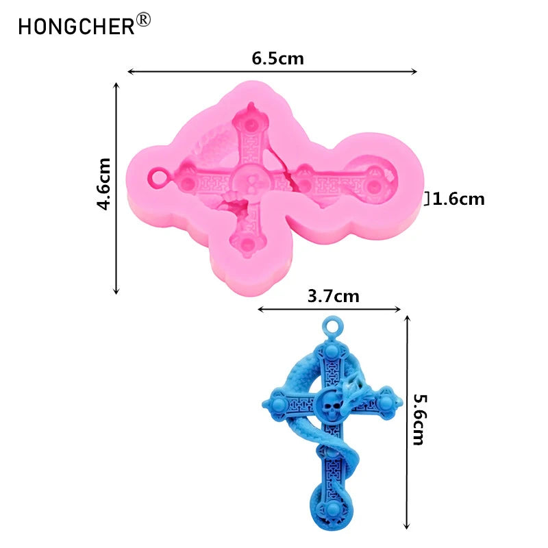 Silicone Mold for Jewelry Making Skull Dragon Crossbones DIY Pendant Necklace Craft