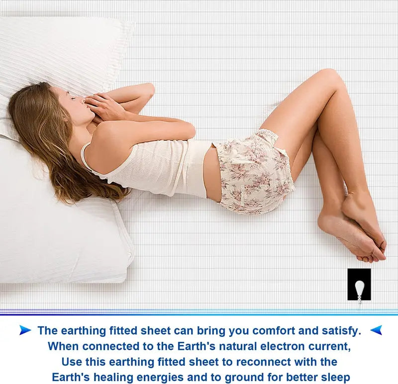 Organic Cotton Earthing Fitted Sheet with Silver Conductive Fiber for Wellness