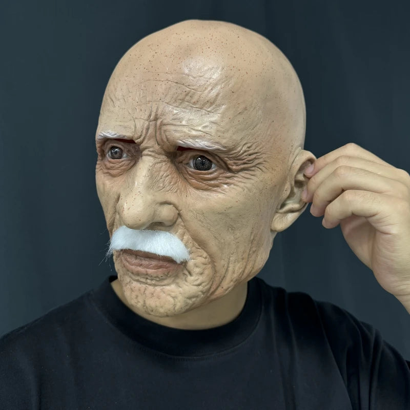 Realistic Old Man Latex Mask - Bald Grandpa Face for Halloween Costume Party