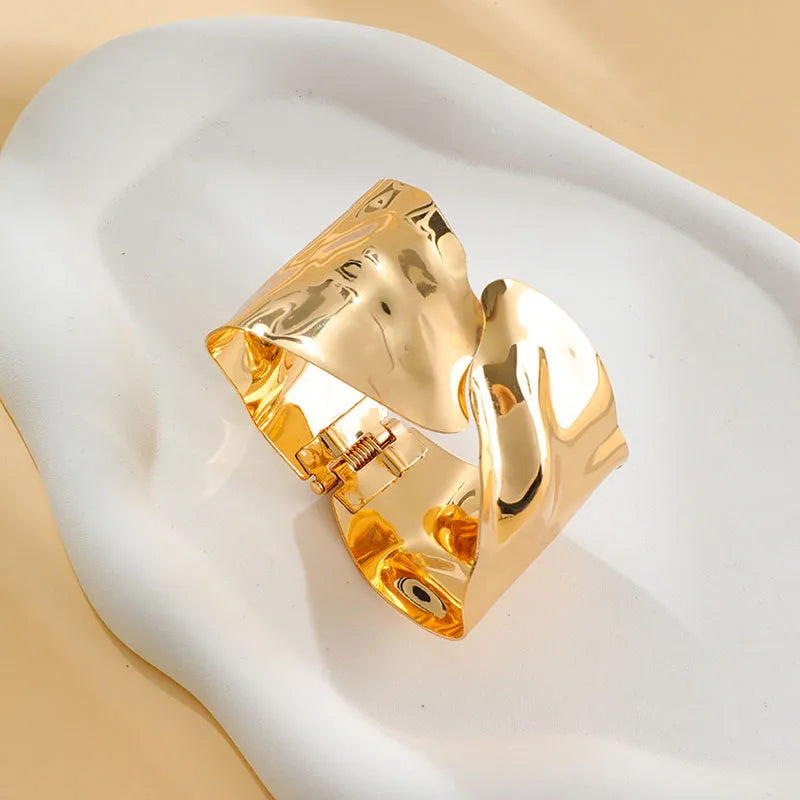 Geometric Metal Wide Cuff Open Bangle Bracelet for Women - Personalized Fashion Jewelry