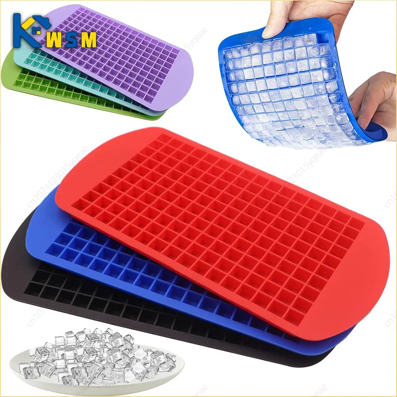 Mini Silicone Ice Cube Tray 160-Grid Foldable Ice Mold for Freezer - Food Grade