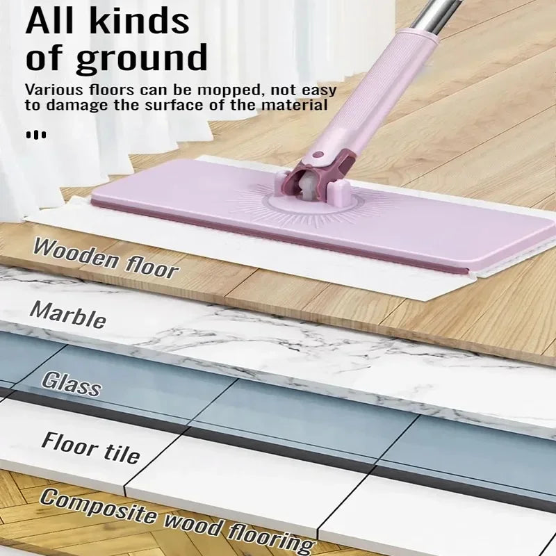 Hands-Free Flat Mop for Face Towels and Floor Cleaning - Reusable Swivel Mini Mop