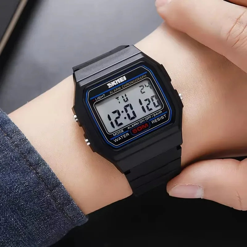 Digital Sports Watch LED Display Waterproof Unisex Military Style Timer