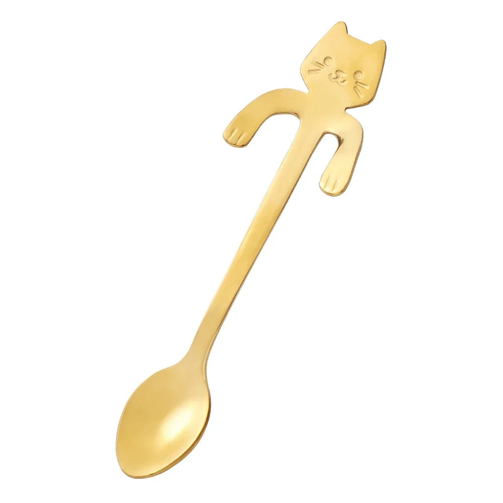 Cute Cat-Shaped Stainless Steel Coffee Spoon - Dessert & Snack Scoop