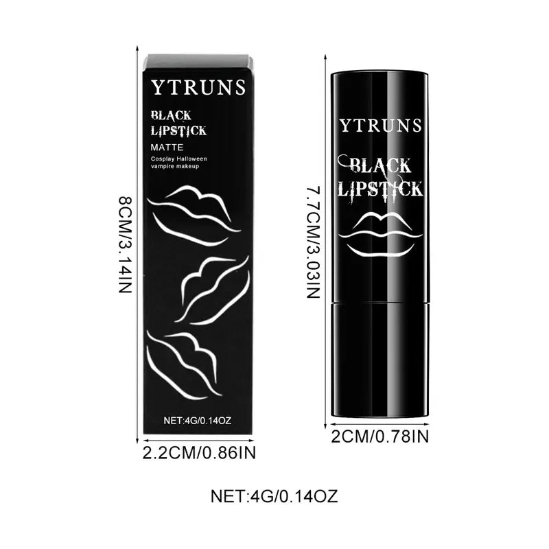 Matte Black Lipstick - Long-Lasting Waterproof Gothic Lip Makeup for Parties
