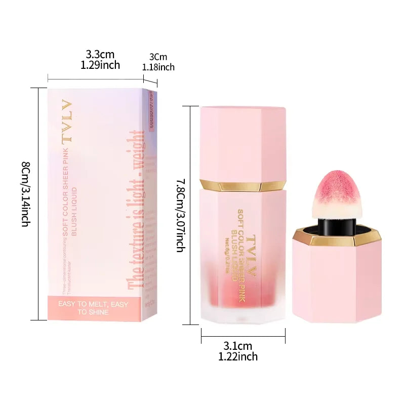 3-Color Matte Liquid Powder Blusher Set with Sponge Brush - Waterproof & Natural Finish