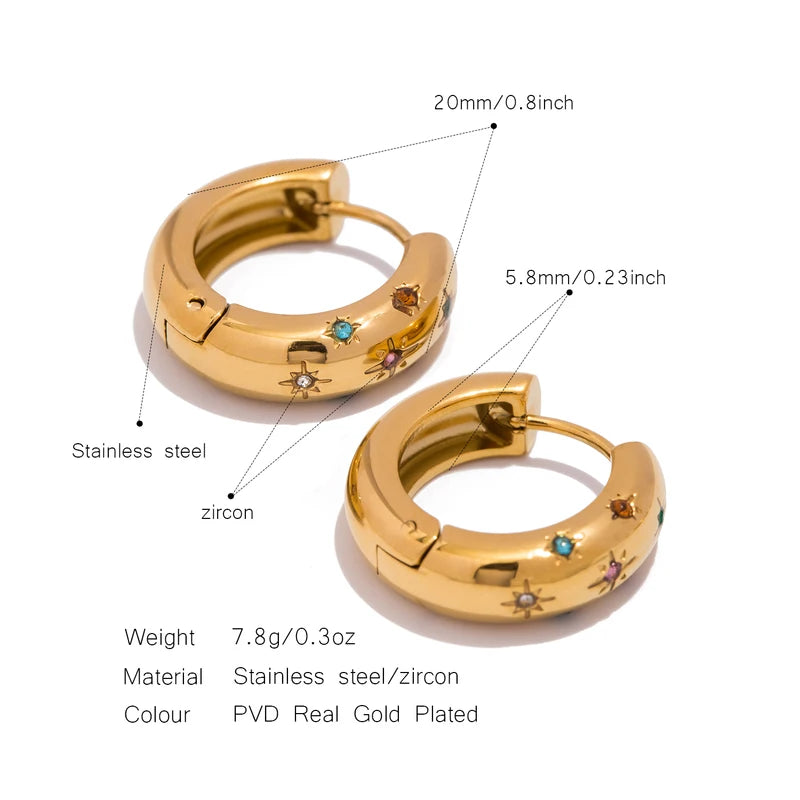 Elegant Zircon Hoop Earrings for Women in Gold, Silver & Rhodium Finishes