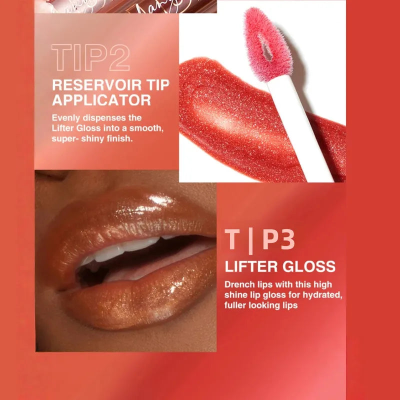 Hydrating Lip Gloss with Hyaluronic Acid and Glitter - Long Lasting Shine, Non-Stick, Natural Nude Finish