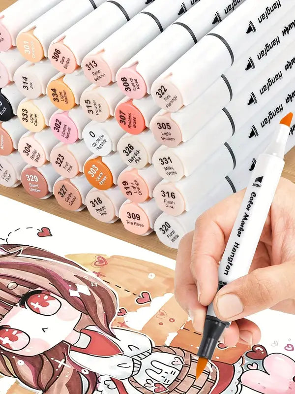 Skin Tone Markers Set - 30 Alcohol-Based Art Markers for Skin Tones, Dual Tips for Artists