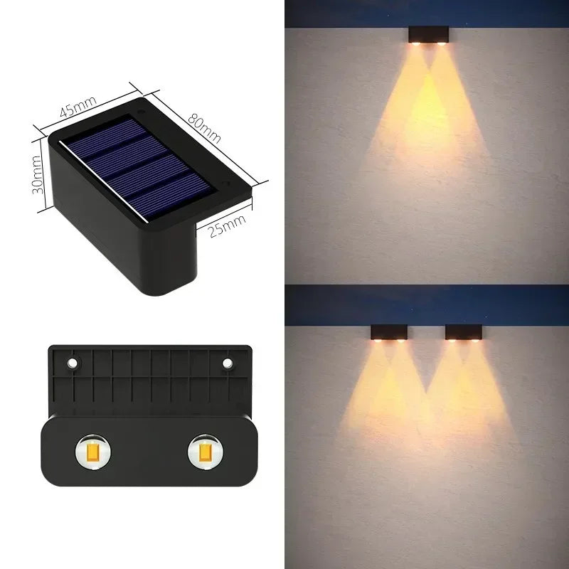 Solar Wall Lights Outdoor Waterproof Garden Pathway Fence Stair Lighting Set