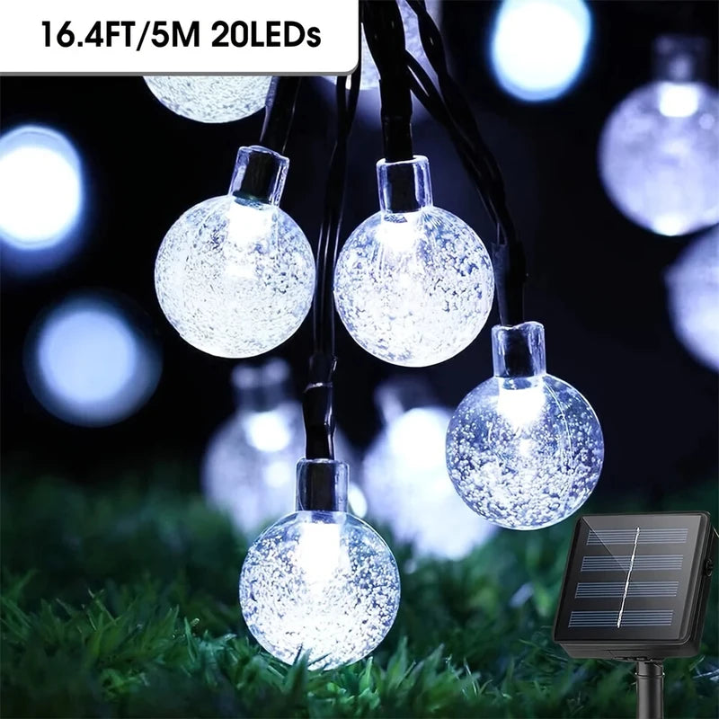 Outdoor Waterproof Solar String Lights with 8 Modes - 100LED Globe Lights
