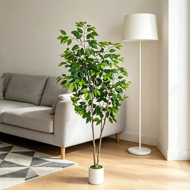 Artificial Ficus Tree Plant 140-210cm Double Trunk Greenery for Home Decor