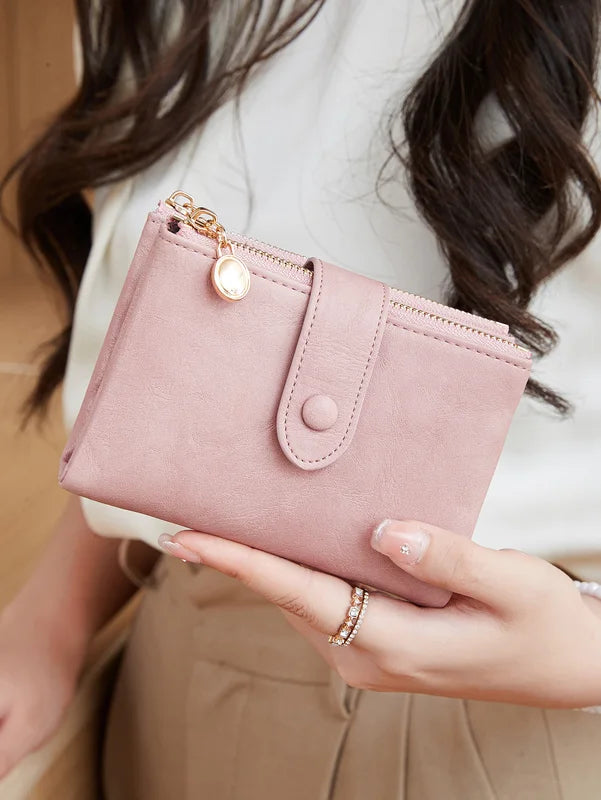 Minimalist Women's Wallet with Large Capacity Double Zipper Card Holder