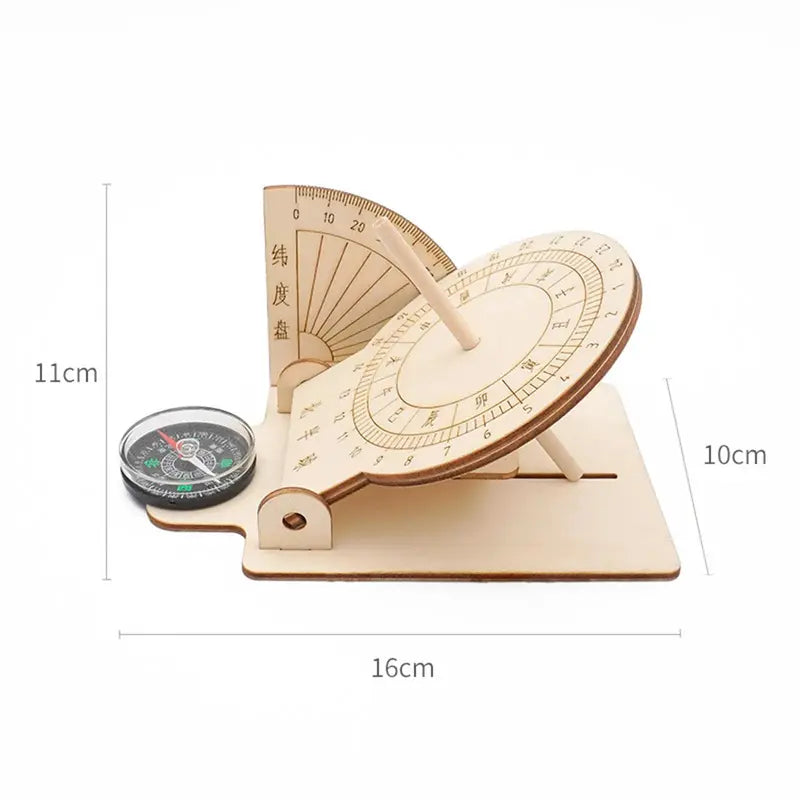 Wooden Equatorial Sundial DIY Kit Educational Science Toy for Kids