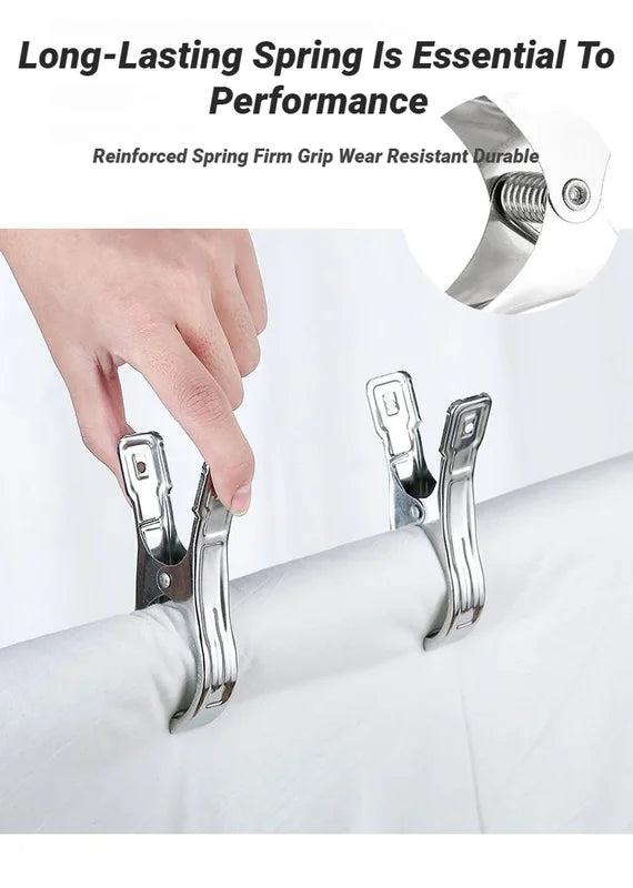 Stainless Steel Windproof Clothespins for Clothes Drying - 10 Pack