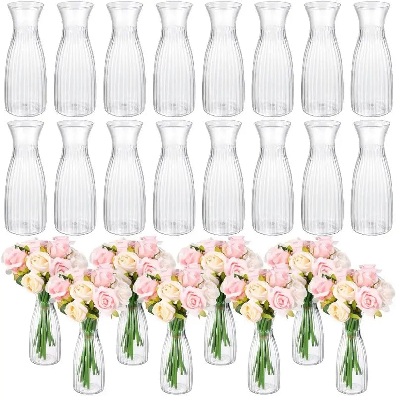 Plastic Flower Vase - Transparent Geometric Design for Home & Office Decor