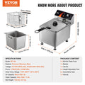 Commercial Electric Deep Fryer with Basket, Stainless Steel, Time & Temp Control