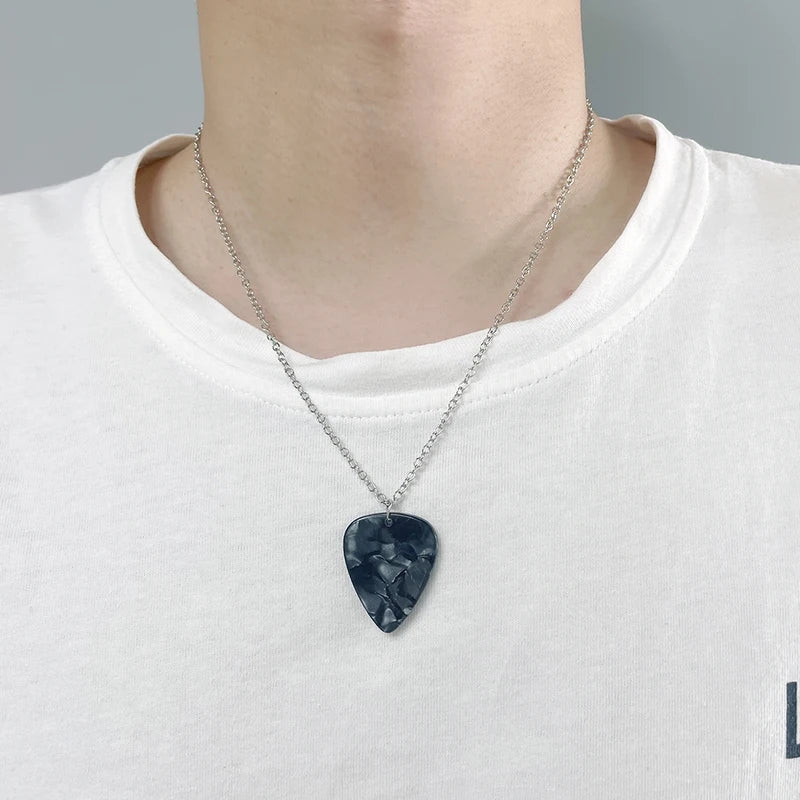 Cosplay Heart Guitar Pick Pendant Necklace Choker Halloween Accessory