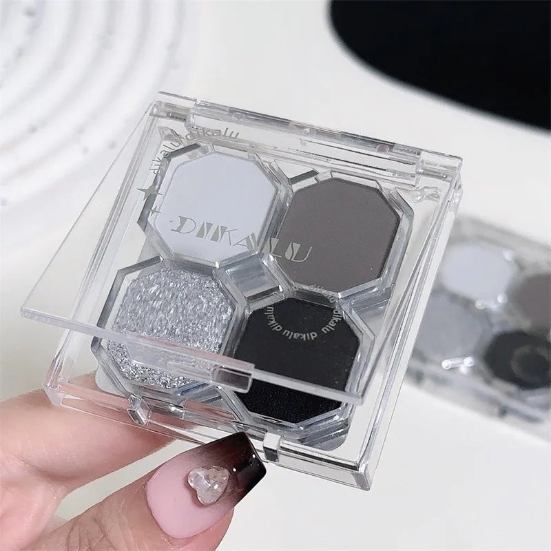 Black Light Star 4-Color Eye Shadow Palette Smoky Dark Black Makeup Cosmetics