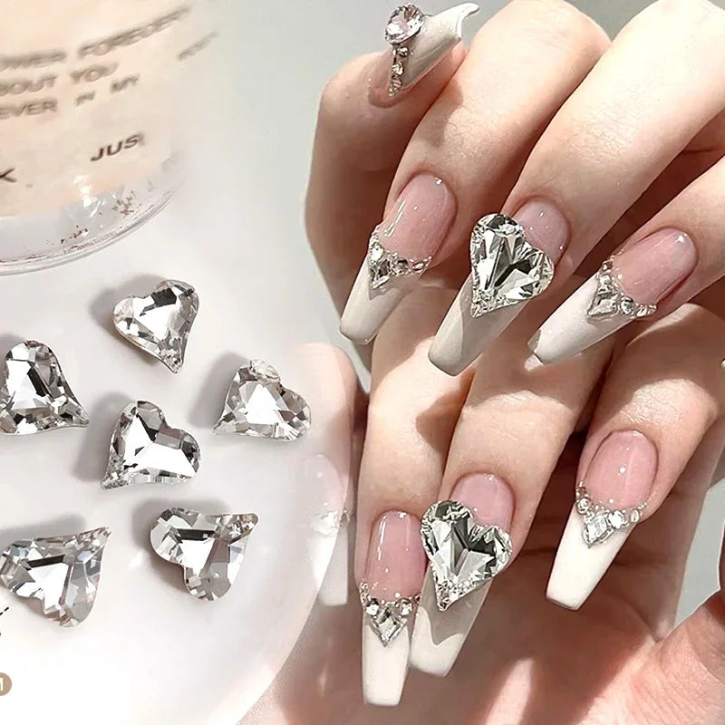40PCS Heart-Shaped Irregular Rhinestone Nail Art Decorations - DIY Nail Embellishments