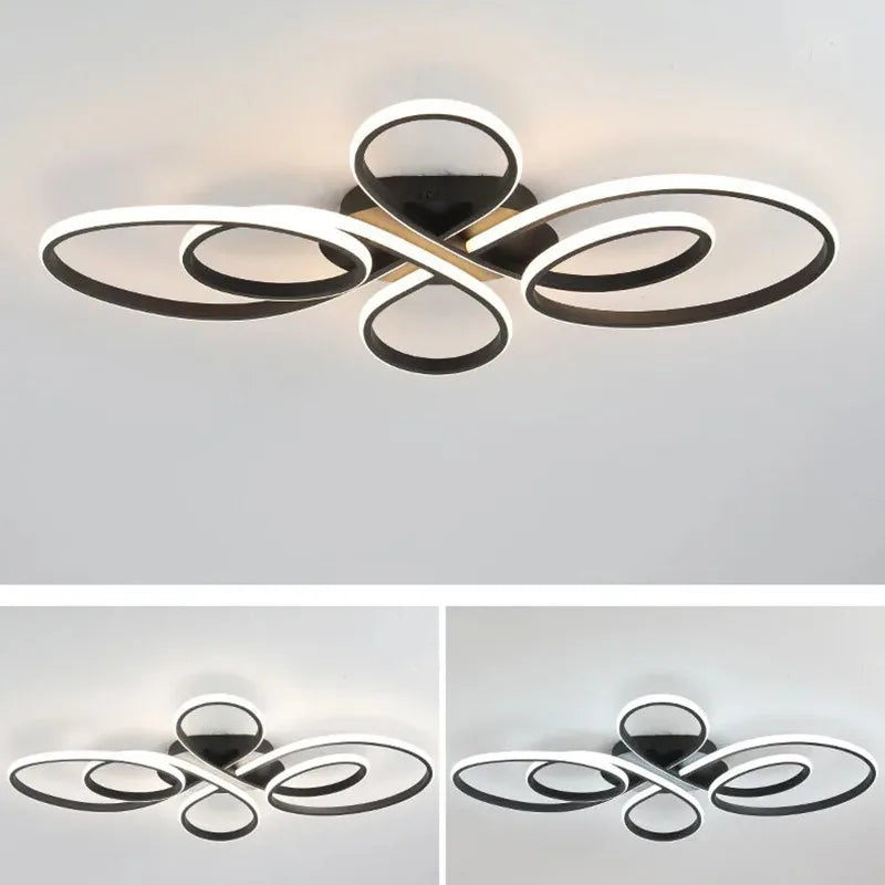 Modern LED Ceiling Light with Dimmable Remote Control - Energy Efficient Hanging Lamp for Living Room