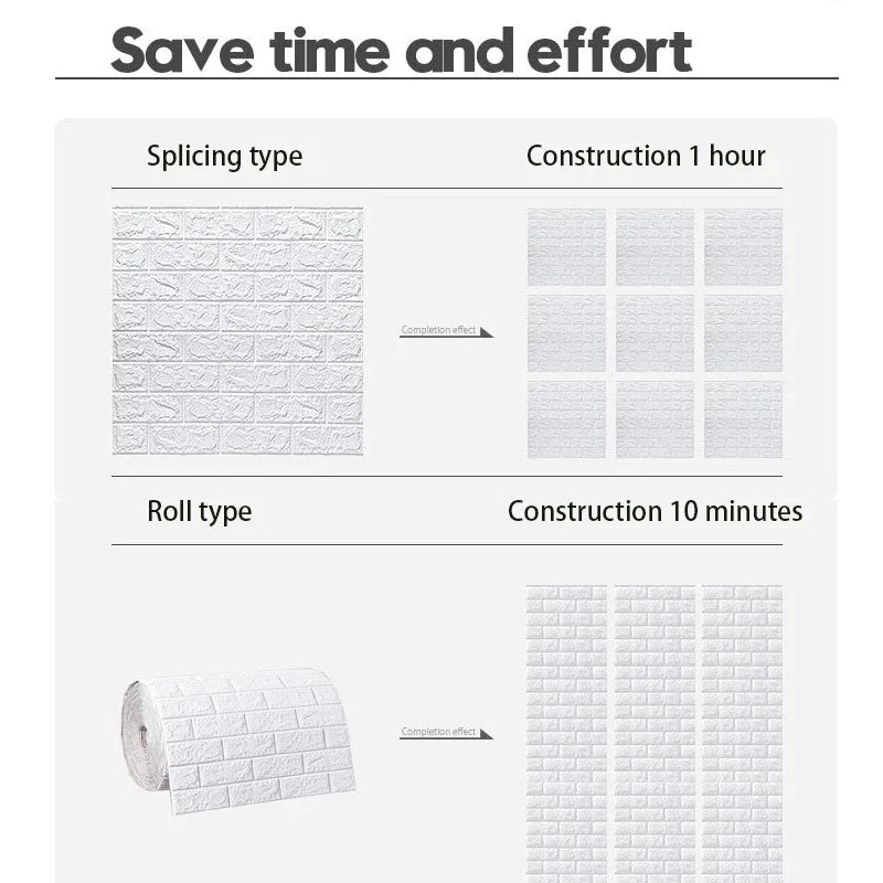Self-Adhesive 3D Foam Brick Wall Panels for Living Room & Home Decor
