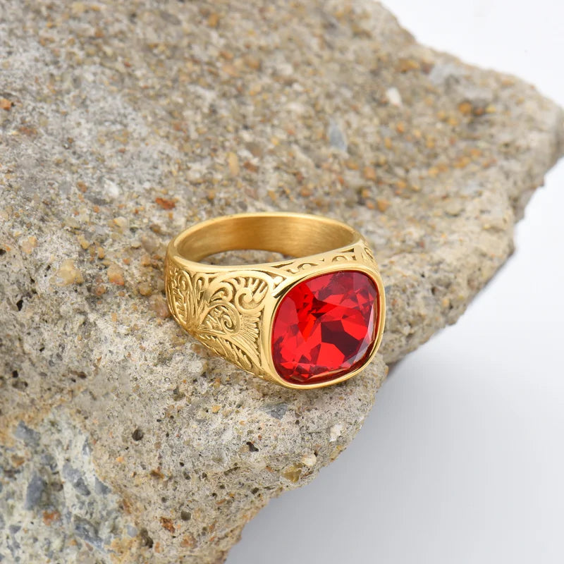Men's Stylish Multi-Color Gem Silver Ring - Gift-Ready Jewelry