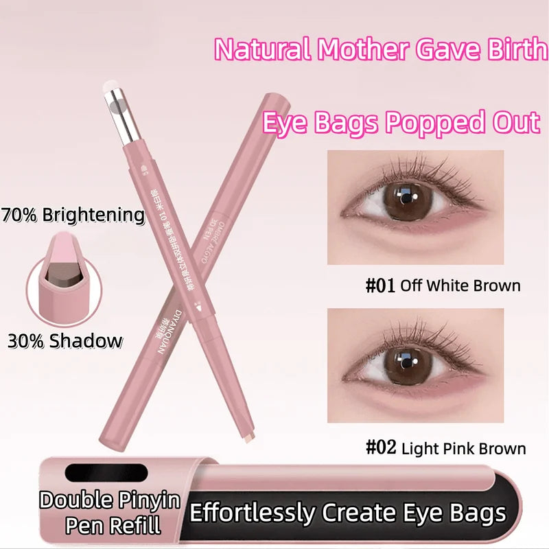 Korean 2-in-1 Eye Contour Pen & Highlighter for Bright, Enlarged Eyes - Waterproof & Smudgeproof