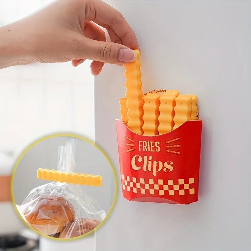 12PCS French Fry Shaped Food Sealing Clips for Snack & Food Bag Seal, Eco-Friendly Kitchen Accessories