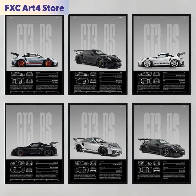 German Sports Car RS-S GT3 Canvas Wall Art - Collection Home Office Decor