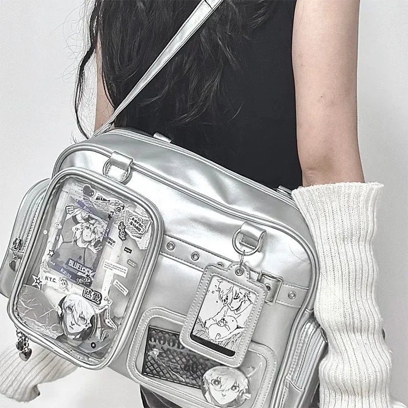Transparent Tote Bag with Multiple Pockets & Zipper Closure - Fashion Shoulder & Messenger Bag