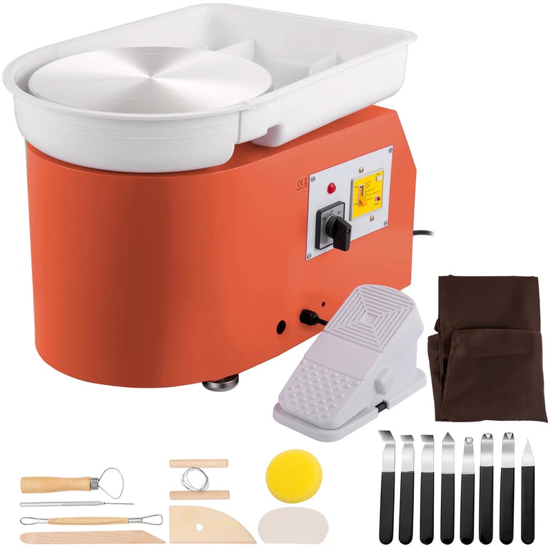 Electric Pottery Wheel Machine 28cm 350W with Foot Pedal for Ceramic Clay Forming