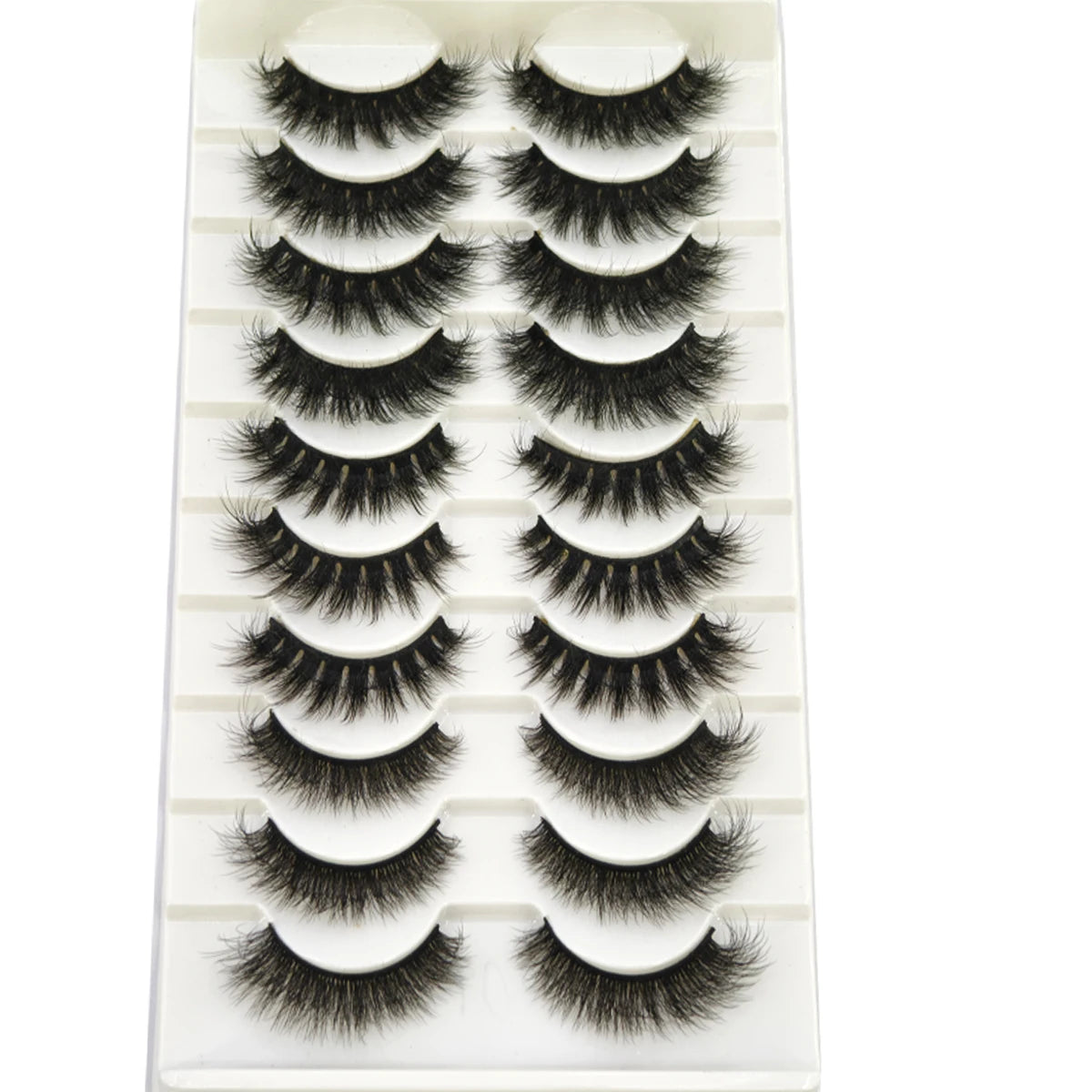 10 Pairs Fluffy Mink False Eyelashes - Natural Dramatic Look, Wispy & Long