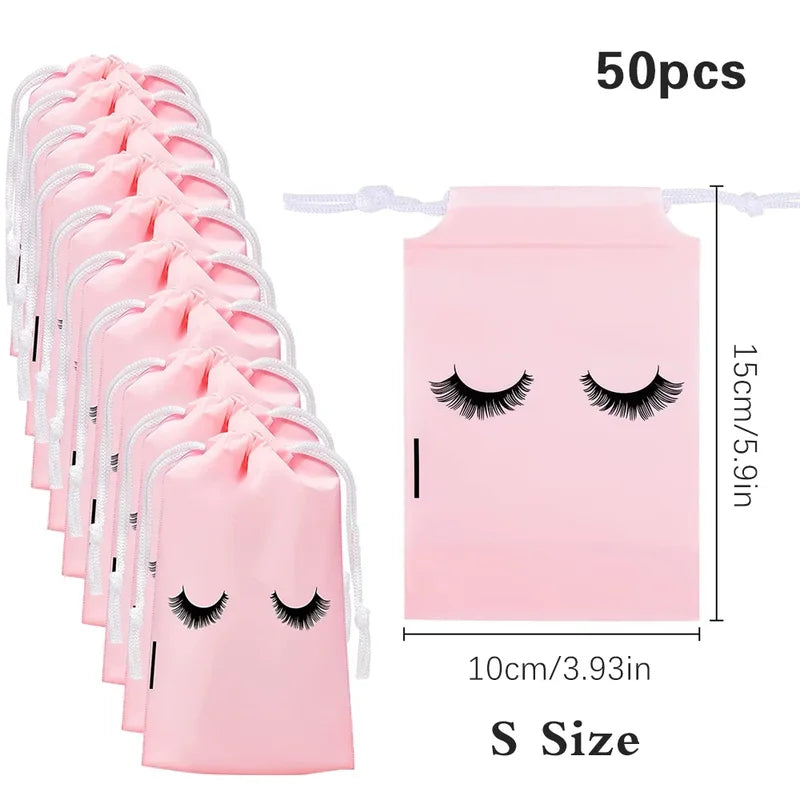 50PCS Reusable Cosmetic & Travel Pouch for Eyelash Extension Aftercare