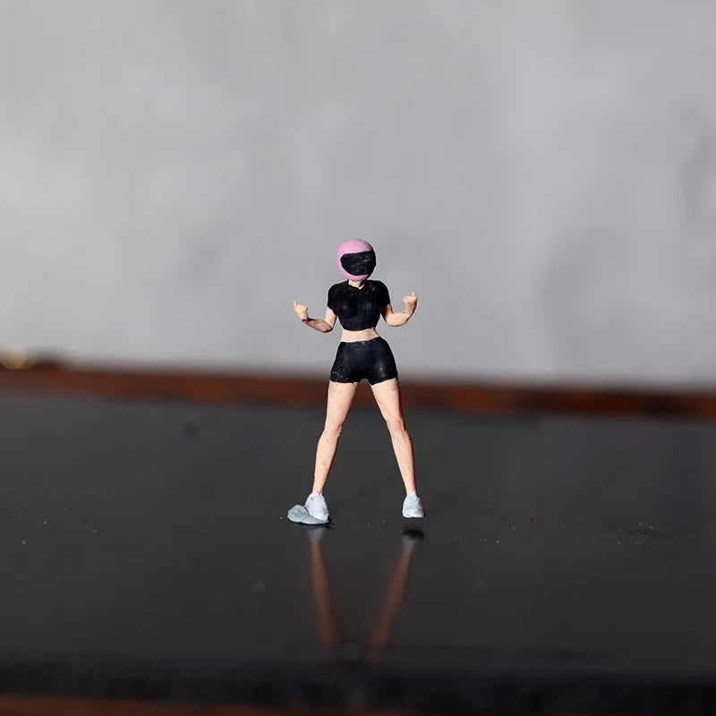 Miniature Girl Motorcycle Model Figure 1/64 Scale Creative Photography Prop