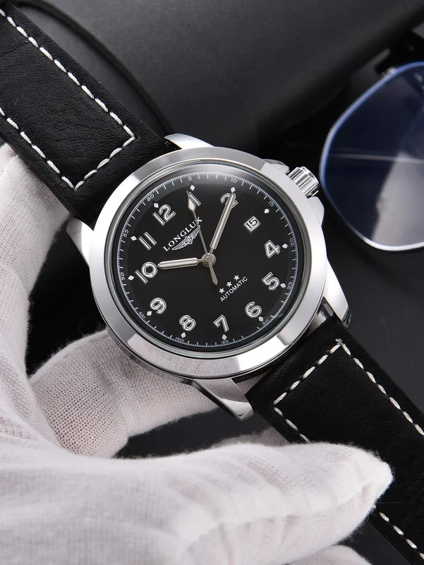 Men's Automatic Mechanical Watch - Vintage Pilot Military Style Waterproof Leather