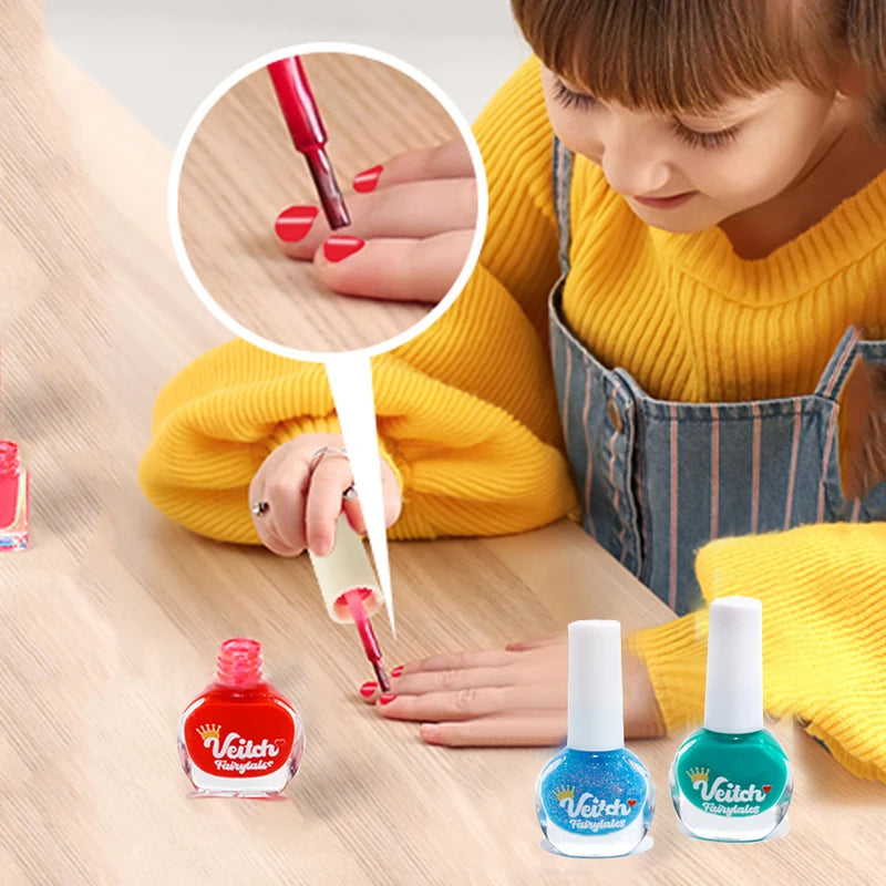 Kids Water-Based Non-Toxic Nail Polish Set - Quick-Dry Peel-Off Nail Art Kit for Holidays