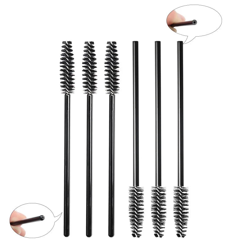 Disposable Makeup Brush Set 50Pcs Crystal Handle Eyelash & Eyebrow Applicators