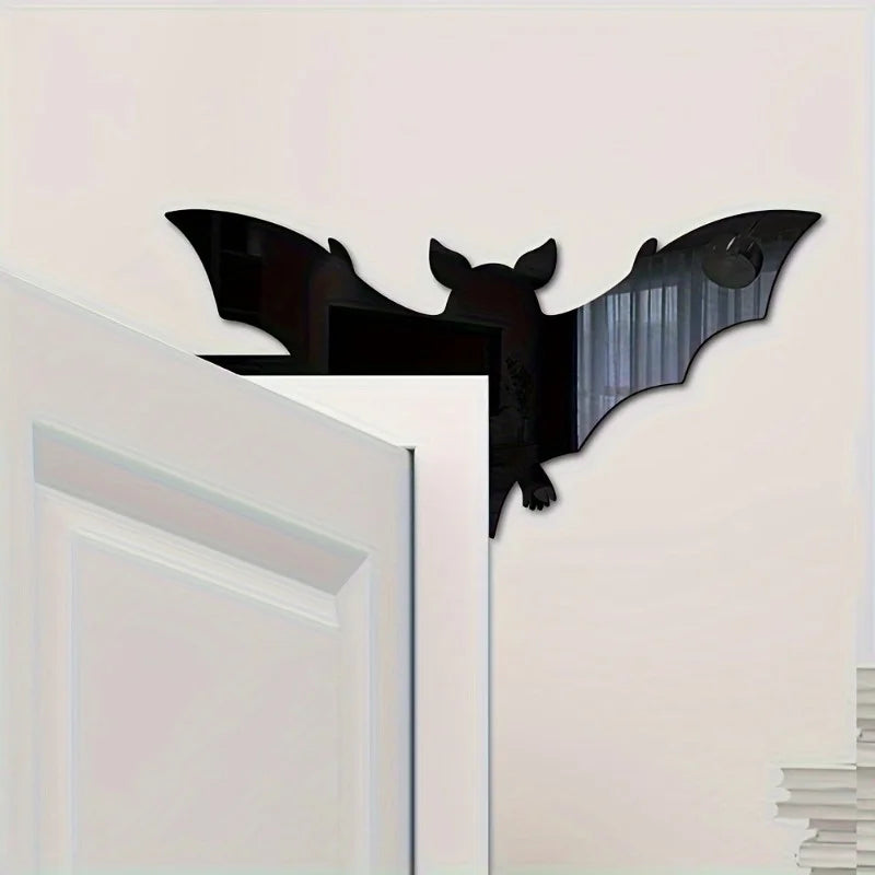 Acrylic Halloween Bat Wall Mirror decor - Removable DIY Home Art Sign for Living Room Bedroom Kitchen Bathroom